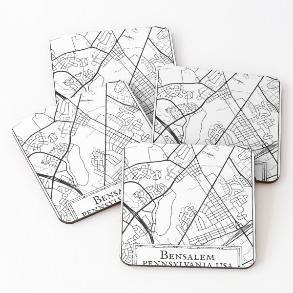 Item preview, Bensalem, Pennsylvania - Black and White Map designed and sold by OLMontana.