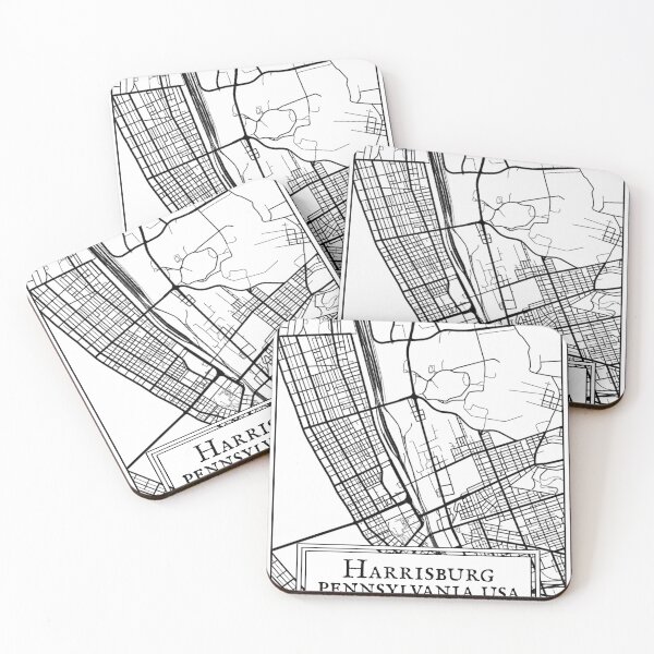 Item preview, Harrisburg, Pennsylvania - Black and White Map designed and sold by OLMontana.