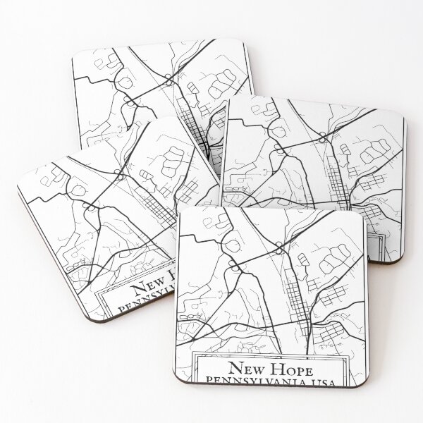 Item preview, New Hope, Pennsylvania - Black and White Map designed and sold by OLMontana.