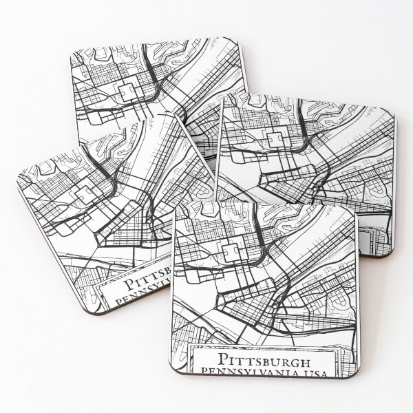 Item preview, Pittsburgh, Pennsylvania - Black and White Map designed and sold by OLMontana.