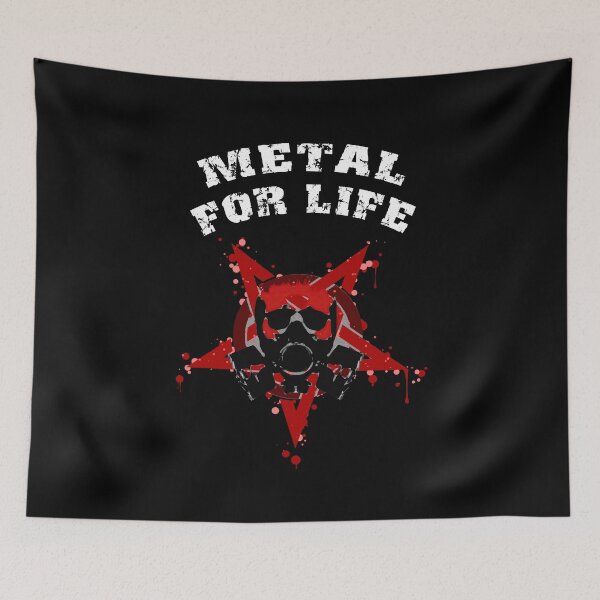 Item preview, Metal For Life - Skull Gas Mask Pentagram Red (Thrash, Death, Black, Power, Melodic Metal) designed and sold by sherwinc.