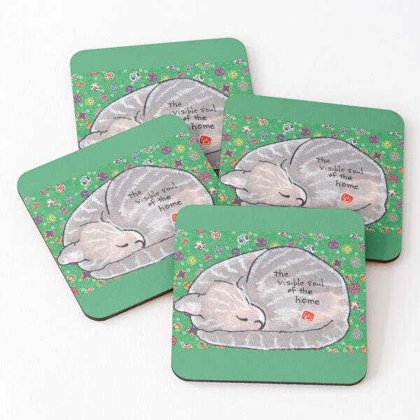 Curled-up Cat Coasters (Set of 4)
