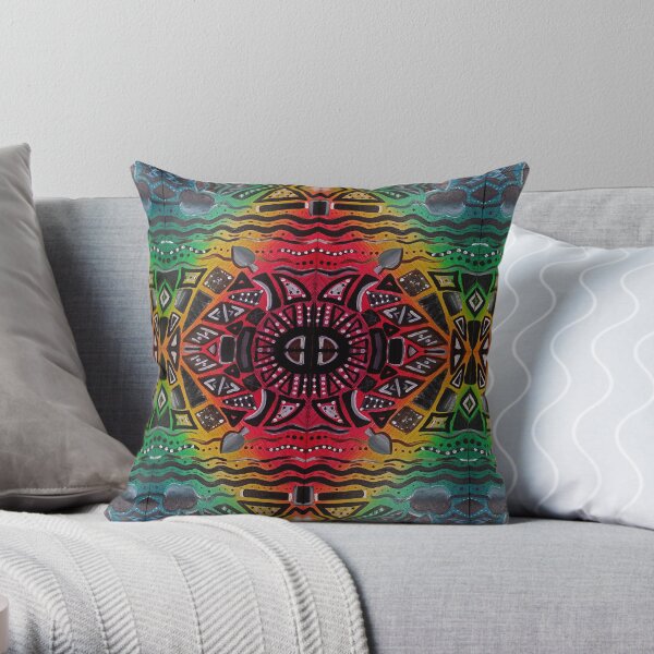 Tribal Rainbow Throw Pillow