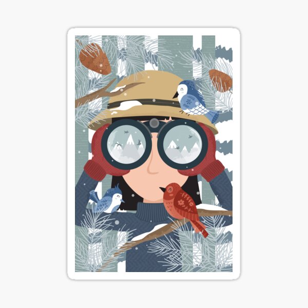 Winter Birdwatching Sticker