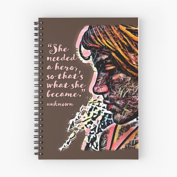 Item preview, "She needed a hero so that's what she became" quote with girl designed and sold by Bless-Up-Store.
