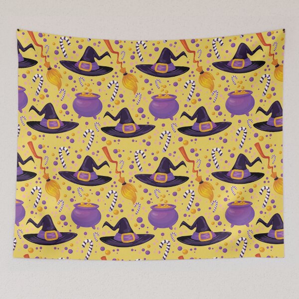 Item preview, Witch's Hats, Brooms & Cauldrons- Halloween pattern designed and sold by HeraAndKosmos.