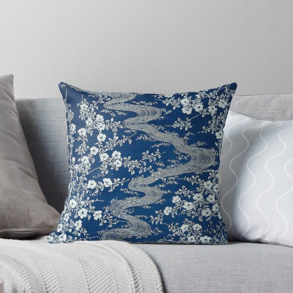 Vintage Textile, Japanese, late Edo period Throw Pillow
