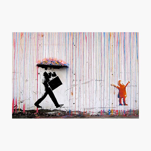 Item preview, Banksy Red Colored Paint Rain Street Art Print Modern Contemporary Canvas Print designed and sold by CanvasKnight.