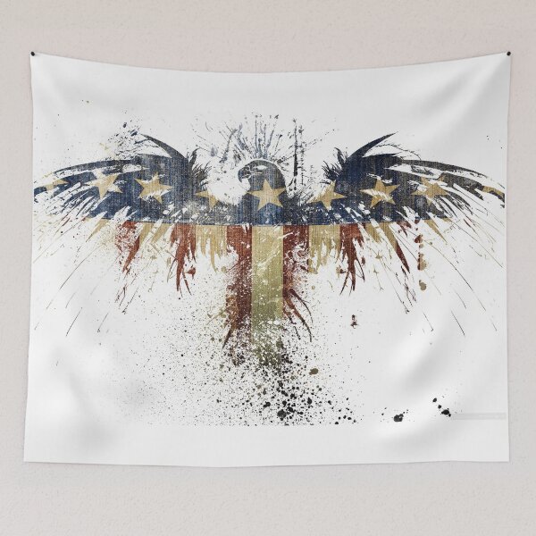 Item preview, American Flag USA Eagle Raven Splash Art Print Patriot Bird of Prey designed and sold by CanvasKnight.
