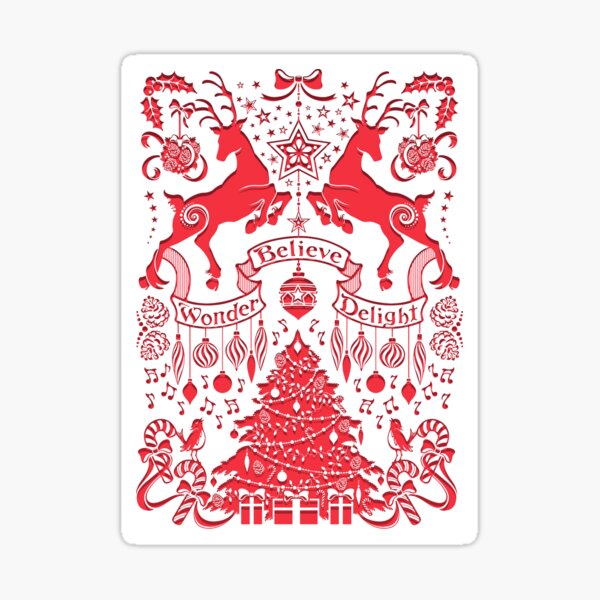 Double Stag Holiday Sticker