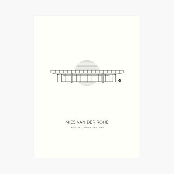 Mies Van Der Rohe | Neue Nationalgalerie Graphic Line Drawing Art Print