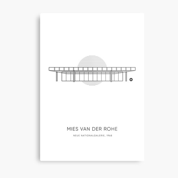 Mies Van Der Rohe | Neue Nationalgalerie Graphic Line Drawing Metal Print