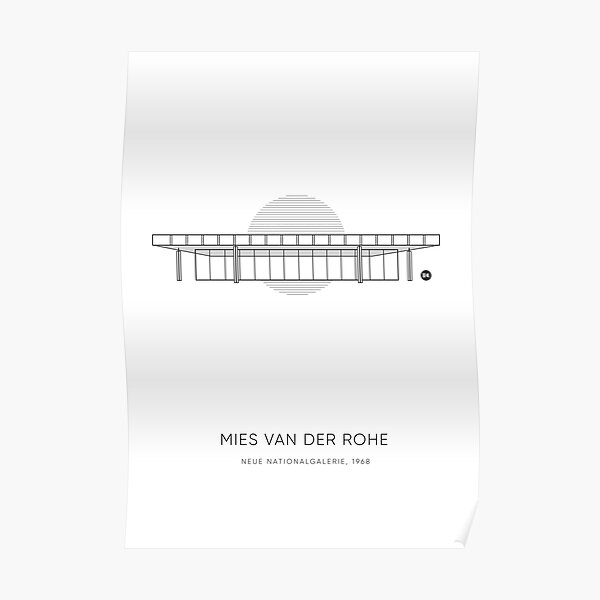 Mies Van Der Rohe | Neue Nationalgalerie Graphic Line Drawing Poster