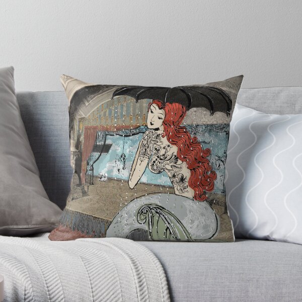 Girl with the birdie tattoo Throw Pillow