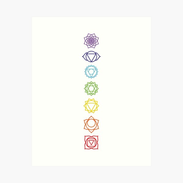 Item preview, Minimal Colorful Chakra Outline Symbols designed and sold by Happy Puppy Print On Demand.