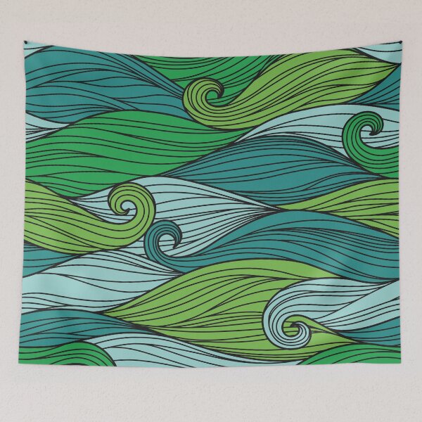 Item preview, Abstract cartoon Green Ocean Waves designed and sold by Vector Scout Lab.
