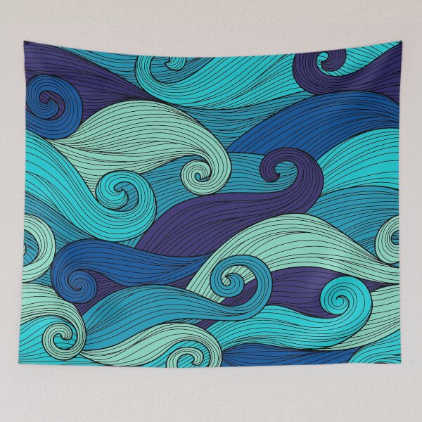 Item preview, Abstract Cartoon Blue Ocean Waves designed and sold by Vector Scout Lab.
