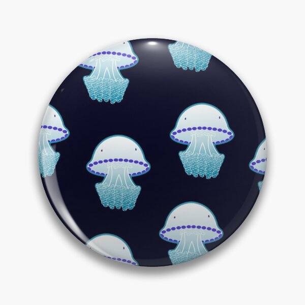 Item preview, Rhizoma Pulmo neon jellyfish illustration with pattern of jellyfishes on dark blue background designed and sold by tostoini.
