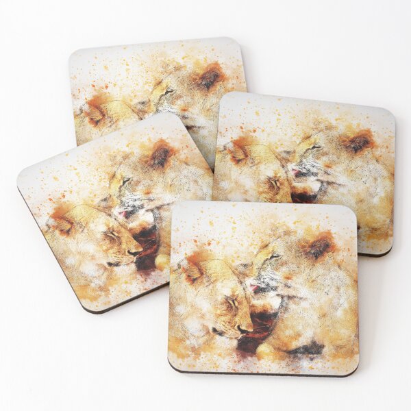 Item preview, Art print with lions - two lionesses designed and sold by Kallandra.