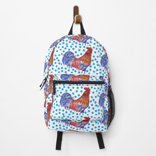 Item preview, Rooster Watercolor Painting with Blue Polka Dots designed and sold by Sarah  Rajkotwala.
