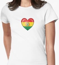 Bolivian Heart Flag Women's Fitted T-Shirt