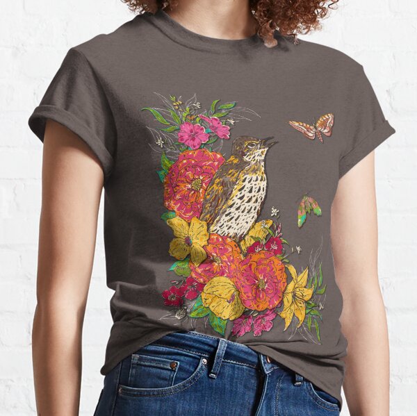 Floral Song Thrush Classic T-Shirt