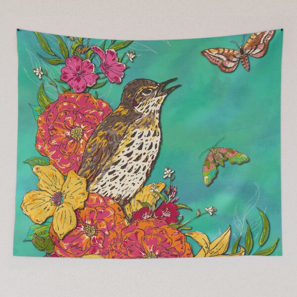 Item preview, Floral Song Thrush designed and sold by lottibrown.