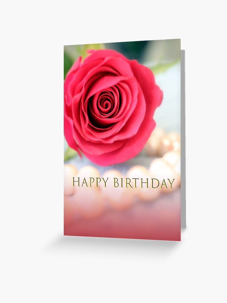 Carte De Vœux Joyeux Anniversaire Rose Rouge Par Hurmerinta Redbubble