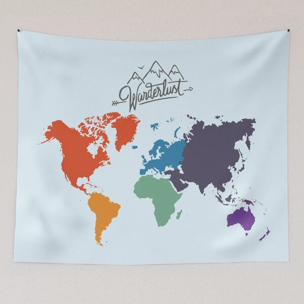 Item preview, Wanderlust Artistic World Map in Rainbow Colours designed and sold by LouiseFranksArt.
