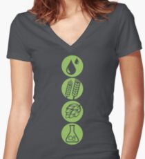 BEER: Water, Barley, Hops & Yeast Women's Fitted V-Neck T-Shirt