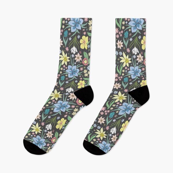 Item preview, Spring Flowers on Charcoal Black designed and sold by wazoosi.