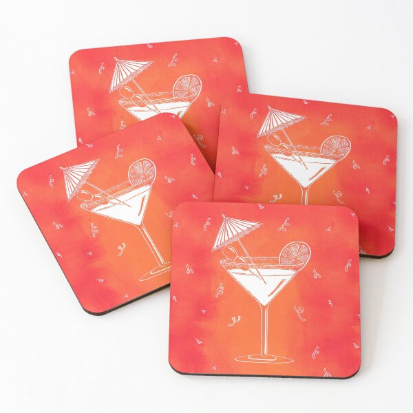 Item preview, Cocktail Linocut in Orange  designed and sold by Maddy Bennett.