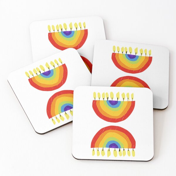 Item preview, Rainbow Chanukiah Print designed and sold by TillaCrowne.
