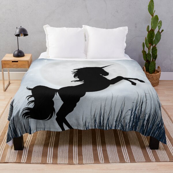 Item preview, Black Unicorn Winter Snowflakes Moon Night designed and sold by Inspireaglow.