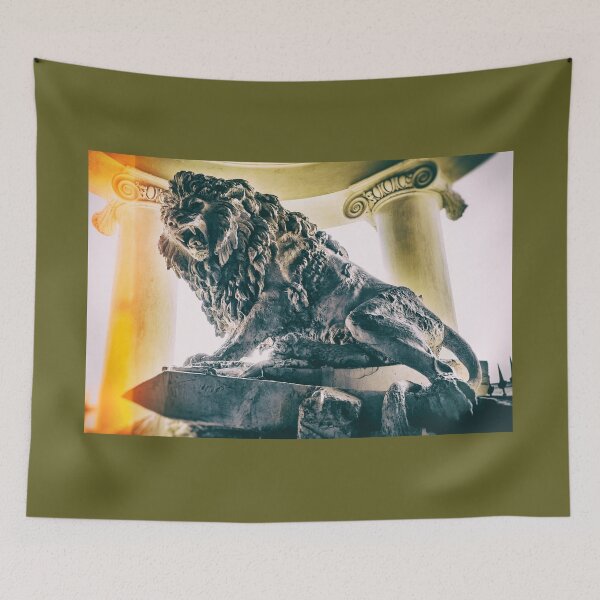 Item preview, gladiators den lion statue vintage background designed and sold by fineartitalia.