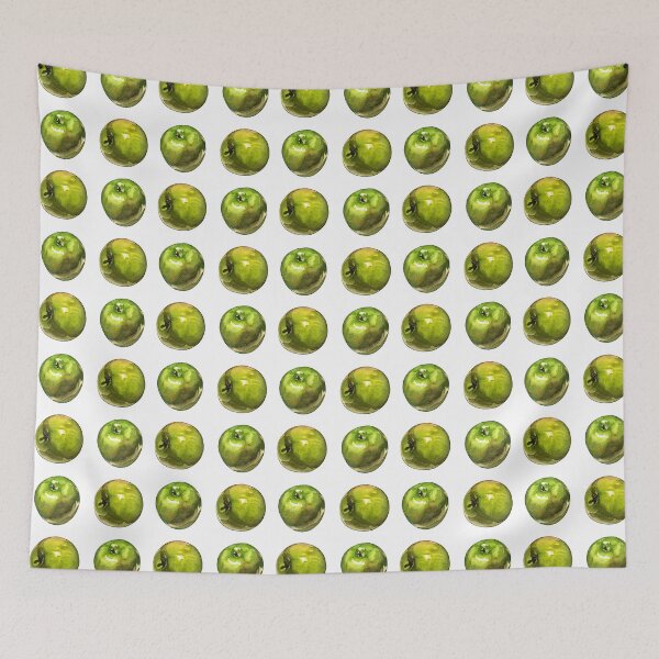 Item preview, Green Apples Pattern - realistic watercolor illustration designed and sold by AquarellChill.