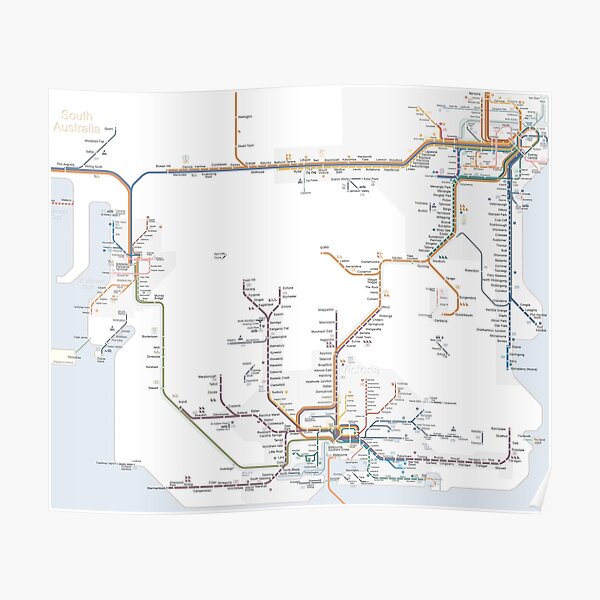 Rail Map of South-Eastern Australia Poster