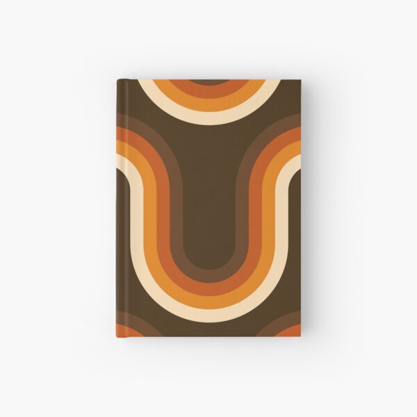 70s Pattern Orange and Brown Waves Hardcover Journal