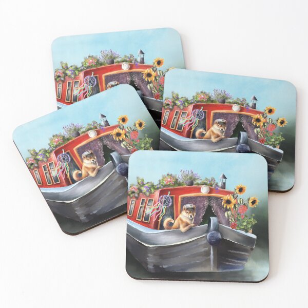 Item preview, Captain Dog.  Red narrow boat. Channel boat.  designed and sold by Sitenkovamary.