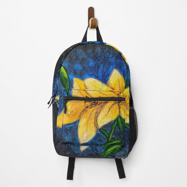 Item preview, Yellow flower on black blue background acrylic painting designed and sold by StarlightTales.