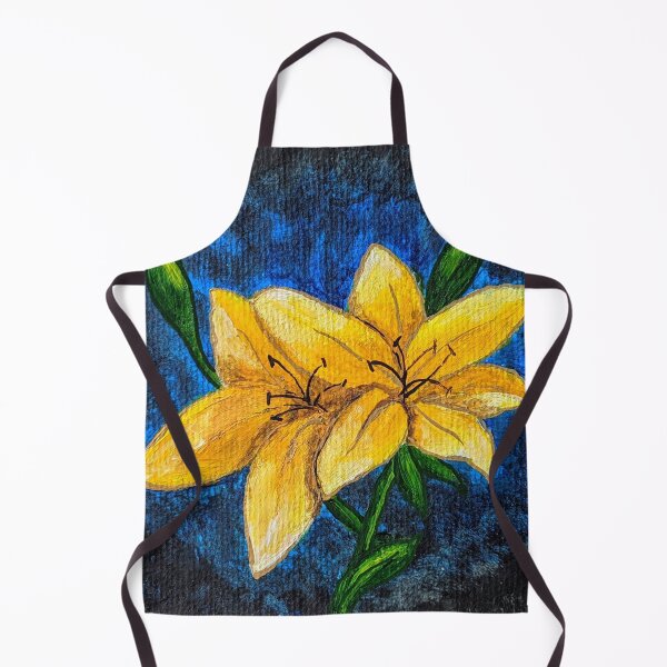 Item preview, Yellow flower on black blue background acrylic painting designed and sold by StarlightTales.