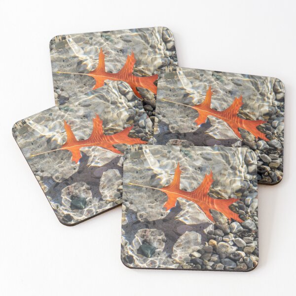 Item preview, Playful Patterns - Slender Oak Leaf in Bold Vermilion Floating Underwater designed and sold by Georgia Mizuleva.