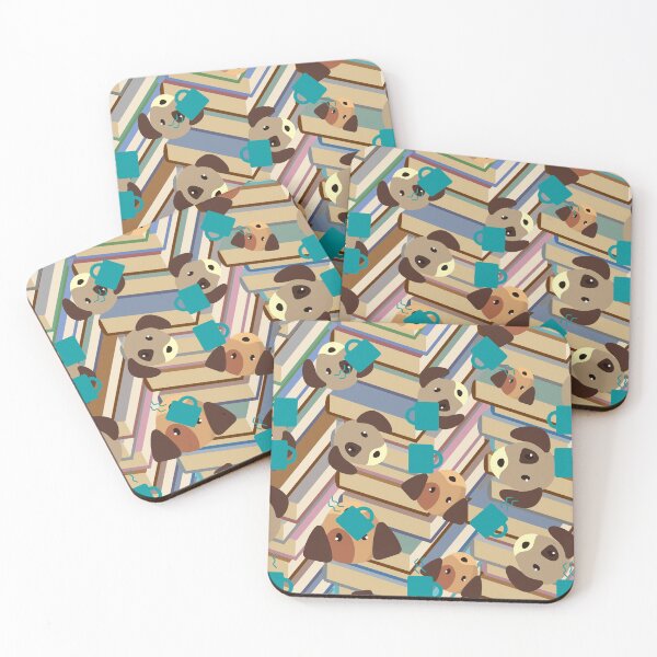Item preview, Dogs, Books and Coffee Pattern designed and sold by mayamay0.