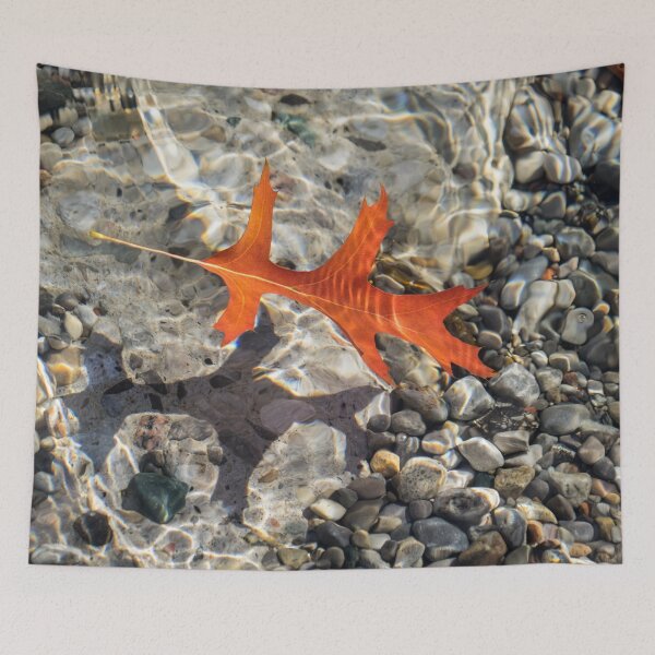 Item preview, Playful Patterns - Slender Oak Leaf in Bold Vermilion Floating Underwater designed and sold by Georgia Mizuleva.