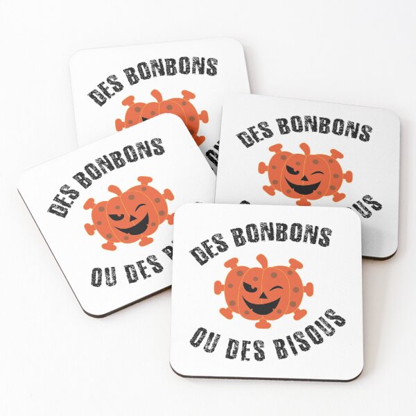 Aperçu de l'œuvre Bonbons ou Bisous - Halloween 2020 Message Humour Citrouille coronavirus créée et vendue par rubislys.