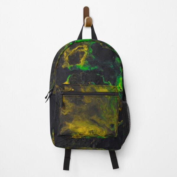 Item preview, Abstract acrylic fluid art smoke black gold and green designed and sold by Onyria Art.