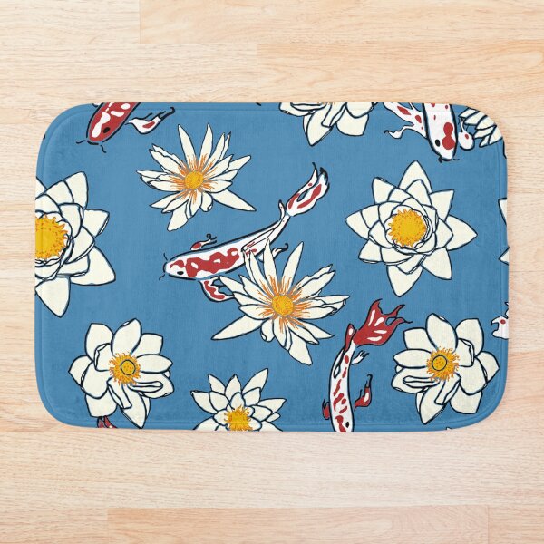Japanese Koi Fish Pond Bath Mat