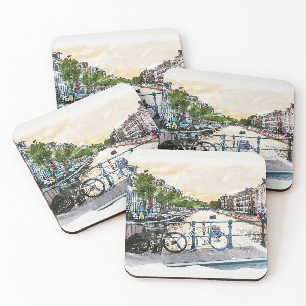 Item preview, AMSTERDAM, I Love Netherlands Watercolor Cityscape Fine Art designed and sold by Naumovski.
