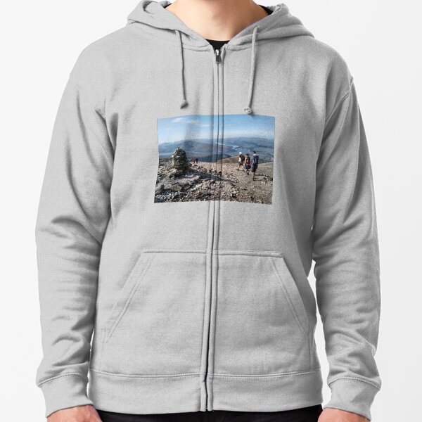 Hikers pass a navigation cairn as they descend back down Ben Nevis Zipped Hoodie