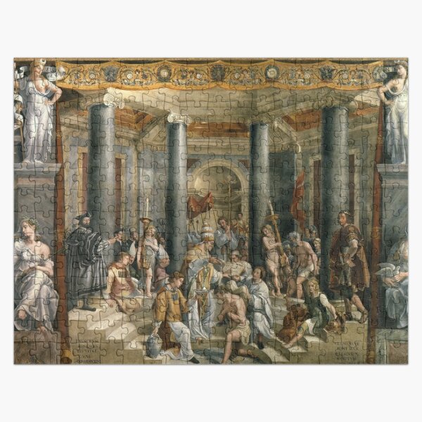 The Baptism of Constantine #FamousPlace, #international #landmark, #Raphael Rooms, Vatican City, Europe, Southern Europe, italian culture, art Jigsaw Puzzle